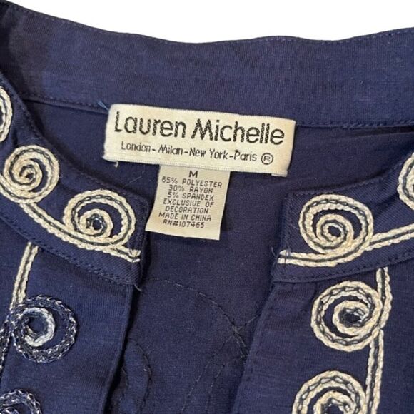 Lauren Michelle Tunic Navy and Silver Embossed Size Medium - Picture 7 of 10